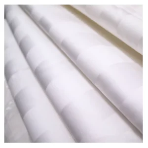 300TC 60sx40s 100% Cotton Organic 1cm/3cm Stripe/Satin White Fabric for Bedding & Lining