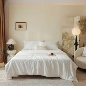 300TC Lyocell Cotton Jacquard Comforter White Mulberry Silk Filling Duvet Queen King Size Quilt Bedding