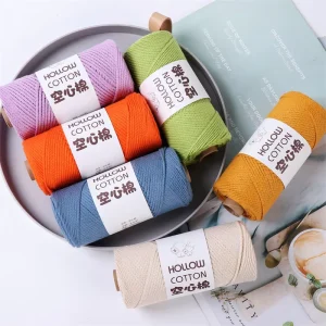 300g Hollow Cotton Production Hand Knitted Crochet Cotton Yarn Bag Yarn DIY Material Round Strand Medium Roving Hat Cushion 2mm