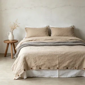 300tc 100% French Linen Woven Solid Pattern Soft Eco-friendly All-Season Duvet Cover Set Sheet Pillowcases Home Use