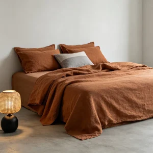 300tc 100% Linen Woven Solid Pattern Soft Eco-friendly King Size Duvet Cover Set Sheet Pillowcases All-Season