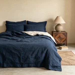 300tc 100% Linen Woven Solid Pattern Soft Eco-friendly Queen Size Duvet Cover Set Sheet Pillowcases All-Season