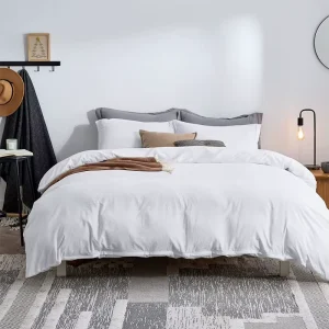 300tc 100% Pure Cotton Fabric French Linen Bedding Duvet Cover Set