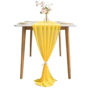 305 X 72 cm Soft Romance Theme Home Decorative Table Runner for Wedding Party European Red Simplistic Chiffon Polyester