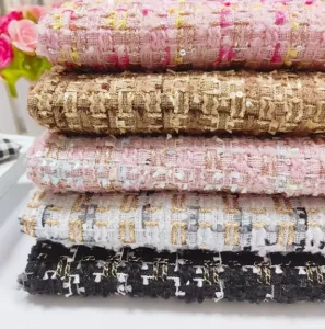 30W 70P All Seasons Fabrics Beautiful Shiny Silk Thread Mosaic White Tweed Clothing and Home Textile Upholstery Fabric
