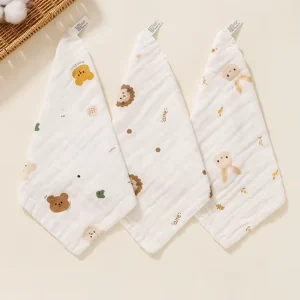 30X30cm Muslin Cotton Baby Washcloths Cute Super Soft Breathable Square Face Cloths for Newborn Absorbent Bath Saliva Towel Use