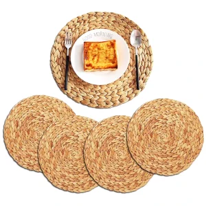 30cm 15inch Large Woven Straw Place Mat Non Slip Resistant Table Pad Minimalist Design Home Heated Sustainable