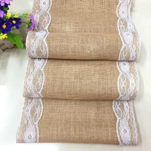 30cmx275cm Vintage Rustic Burlap Hessian Lace Burlap Table Runner Jute Tablecloth