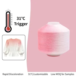 31℃ Rapid Color Shift Thermochromic Yarn 150D 2 Washable Heat Sensitive Thread for Fashion Knitting & Embroidery Brands