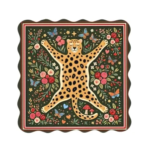 31.5″ Leopard Floral American Mahjong Mat Anti Slip Noise Reduction Table Pad for Game Night & Parties Poker Game