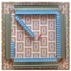 31.5″ Retro Geometric Pattern Mahjong Table Mat Non Slip Noise Reducing American Style Game Pad for Home & Party Use