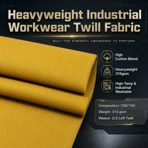 315gsm Polyester Cotton Fabric 2/2 Left Twill Woven Fabrics Industrial Washable Textile Fabric for Mining Work Uniforms