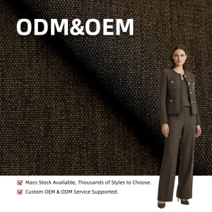 32 Colors In Stock 95% Polyester 5% Spandex Cationic Dyed Linen Look Stretch Fabric For Women Blazer Suit Dress