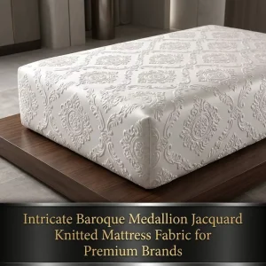 320GSM White Intricate Baroque Medallion Jacquard Knitted Mattress Fabric for OEM Mattress Factories