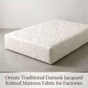 320GSM White Ornate Traditional Damask Jacquard Knitted Mattress Fabric for Luxury Bedding Manufacturers