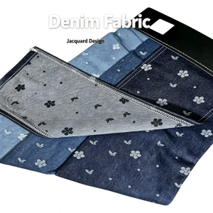 320GSM Yarn Dyed Twill Soft 40% Cotton Blue Jacquard Denim Fabric 180cm Wide for Jeans Skirts Jackets Workwear
