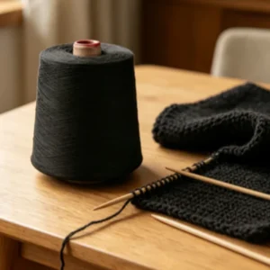 32S Black 100% Polyester Yarn High Tenacity Raw Soft for Knitting Socks & Sewing
