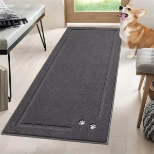 32x70Inch Tufted Loop Pile Animal Print Dirt Trapper Absorbent Entryway Runner Rug Non Slip Washable Dog Door Mat for Muddy Paws