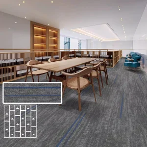 33.3x100cm Solution Dyed Commercial Carpet Tiles ASTM Class 1 Flame-Rated for High-Traffic Areas