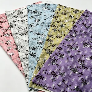 330GSM Printed Perforated Sequin Embroidered Cotton Fabric for Female Denim Shirts Half Skirts Contemporary Fashion