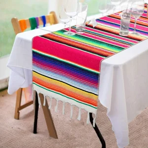 35*215cm Mexican Jacquard Striped Woven Table Runner Fiesta Mexican Theme Cinco De Mayo Party Decoration Serape Zarape