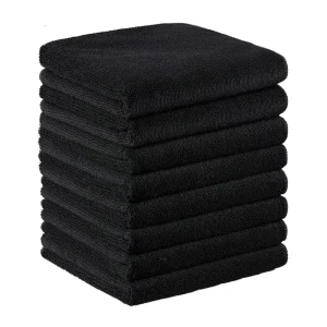 35*75 400gsm Black Microfiber Hair Towel for Nail Salon Gym Beauty Salon Hair Barber Shop