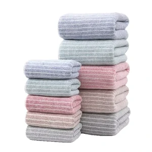 35*75cm 70*140cm Bath Towel Bath Super Soft Highly Absorbent Striped Coral Fleece Towel Microfiber Quick Dry Towel