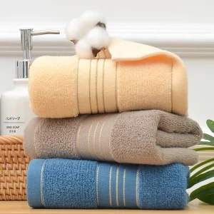 35*75cm Solid Color Cotton Towel Thickened High Absorbent Quick Dry Woven Towel for Hotel & Home Use