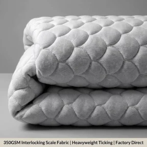 350GSM Heavyweight Interlocking Scale Jacquard Knitted Mattress Fabric Elegant 3D Relief Ticking for Premium Bedding
