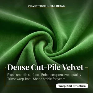 350GSM Holland Velvet Upholstery Fabric Heavyweight Silk Bonded Velvet for Majlis Hotel Furniture Projects