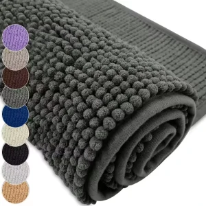 36×24 Thick Chenille Quick Dry Absorbent Bath Mat Bathroom Rug Soft Machine Washable for Bathtubs Showers
