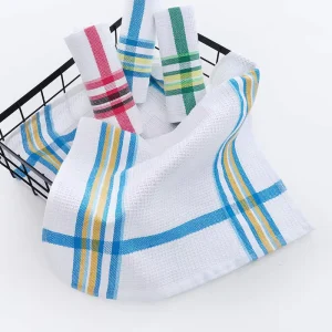 38*64 cm 55 Gram/piece Check 21s/2 Stock Ready Cotton Terry Tea Waffle Woven Cloth Cleaning Kitchen Dish Towels