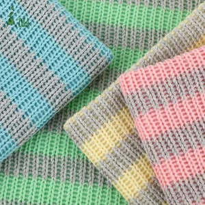 380g Yarn Dyed Chunky Cable Dual Color Striped Knit Fabric Eco Friendly for Home Textiles Women Sweaters Boys Girls