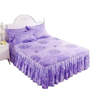 39 Colors Bed Skirts Set Double Layer Bedspread Floral Printed Bed Sheet Bilateral Full Queen king Size Pillowcase Bedsheets