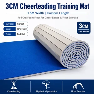 3CM Cheerleading Training Mat 1.5M Width Roll Out Foam Floor for Cheer Dance and Free Exercise