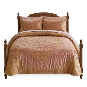 3D Carved Milk Velvet Bedding Embossed Fleece Comforter Middle East Style Luxury Comforter Set Winter Warm Flannel 6pcs Bedding