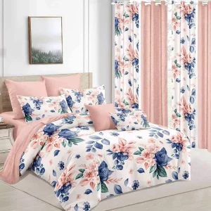 3D Digital Printed Bedroom Curtains Bed Sheets Bedding Set with Curtain