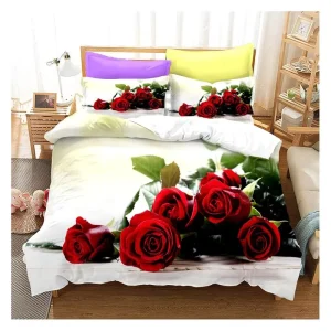 3D Digital Printing 100% Polyester 3PCS 4PCS Bedding Set Floral Rose Duvet Cover Set Bed Sheets Bedsheets Sets