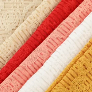 3D Embossed Polyester Fabric Knitted Dyed Fabric Jacquard Yarn Dyed Knit Fabric for Clothing