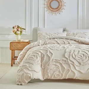 3D Embroidery Rose Jacquard Cut Bed Duvet Cover Set Applique Shabby Chic Style White Wedding Set Drop Shipping Bedding Cover Set