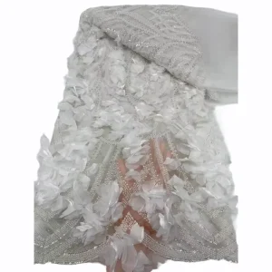 3D Flower Net Lace Fabric Washable Embroidered Warp Knitted Sequin Lace for Wedding Parties Dress for Girls