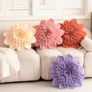 3D Flower Printed Cushion Cover High Quality Velvet Custom Pillow Christmas Holiday Decorative Throw Pillow