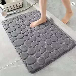 3D Non Slip Bathroom Mat Absorbent Doormat Cobblestone Embossed Door Floor Mats Machine Washable Quick Drying