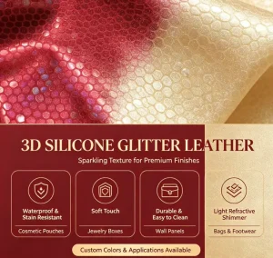 3D Optical Silicone Leather Soft Waterproof Custom Color Cosmetic Pouch Jewelry Storage Box Decor Wall Panel Vegan Leather