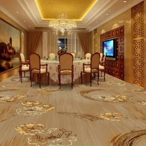3D Printed Anti Flame Nylon Carpet Roll Luxury Hotel Home Non Slip Stain Resistant Gold Color for Hotels Event Halls