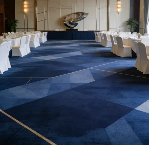 3D Printed Blue Lobby Carpet Rooms Printed Carpets Luxury 5 Star Hotel Wall to Wall Carpets