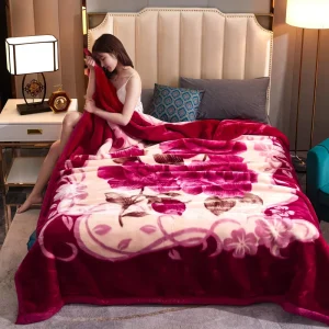 3D Printed Double Layer Raschel Blanket Throw Plush High Quality Raschel Blanket