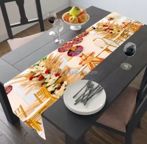 3D Printed Ethiopia Design Table Runner Design Table Decorations Polyester for Wedding Decoration