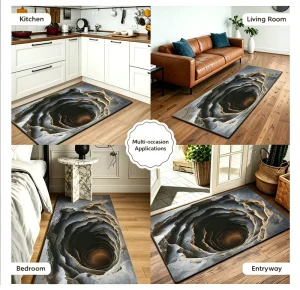 3D Quick Drying Water Absorbent Anti Slip Modern Bath Mat Abstract Pattern Stain Resistant Feature Easy Care for Home Hotel Use