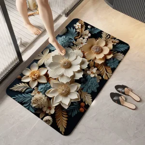 3D Soft Flower Bathroom Mat Absorb Water Antislip Quick Dry for Bathroom Floor Door Kitchen Bedroom Diatom Mats